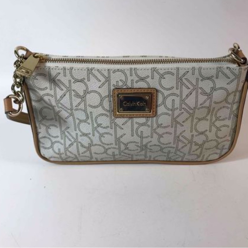 Calvin Klein Beige Monogram Clutch